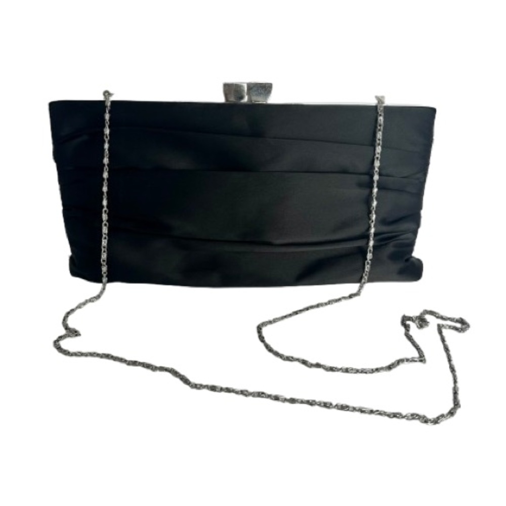 Lulu Townsend Women’s Y2K Black Satin Pleated Evening Clutch And Crossbody Bag